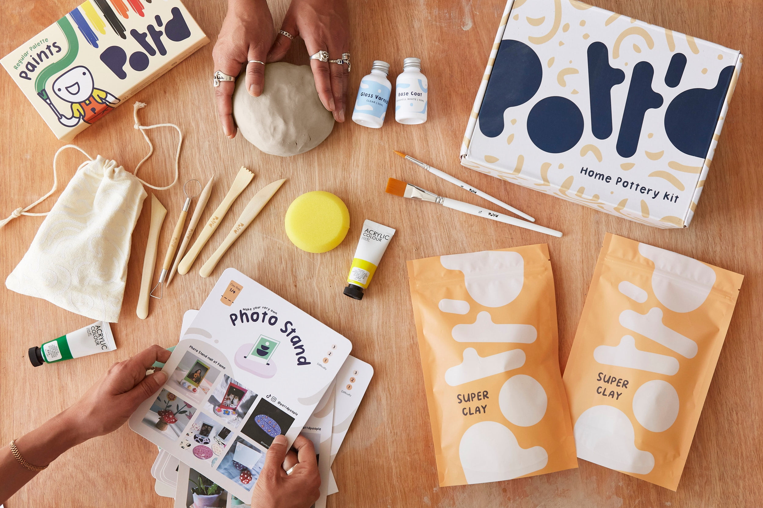 Pott'd Home Air Dry Clay Pottery Kit for Adults & Beginners 