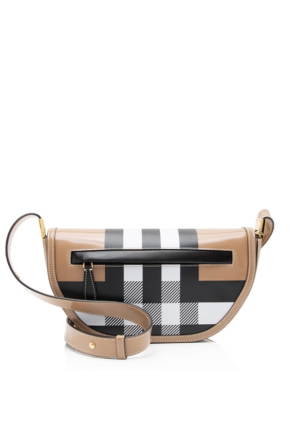 Pre-Owned Burberry Smooth Calfskin Check Olympia Small Shoulder Bag