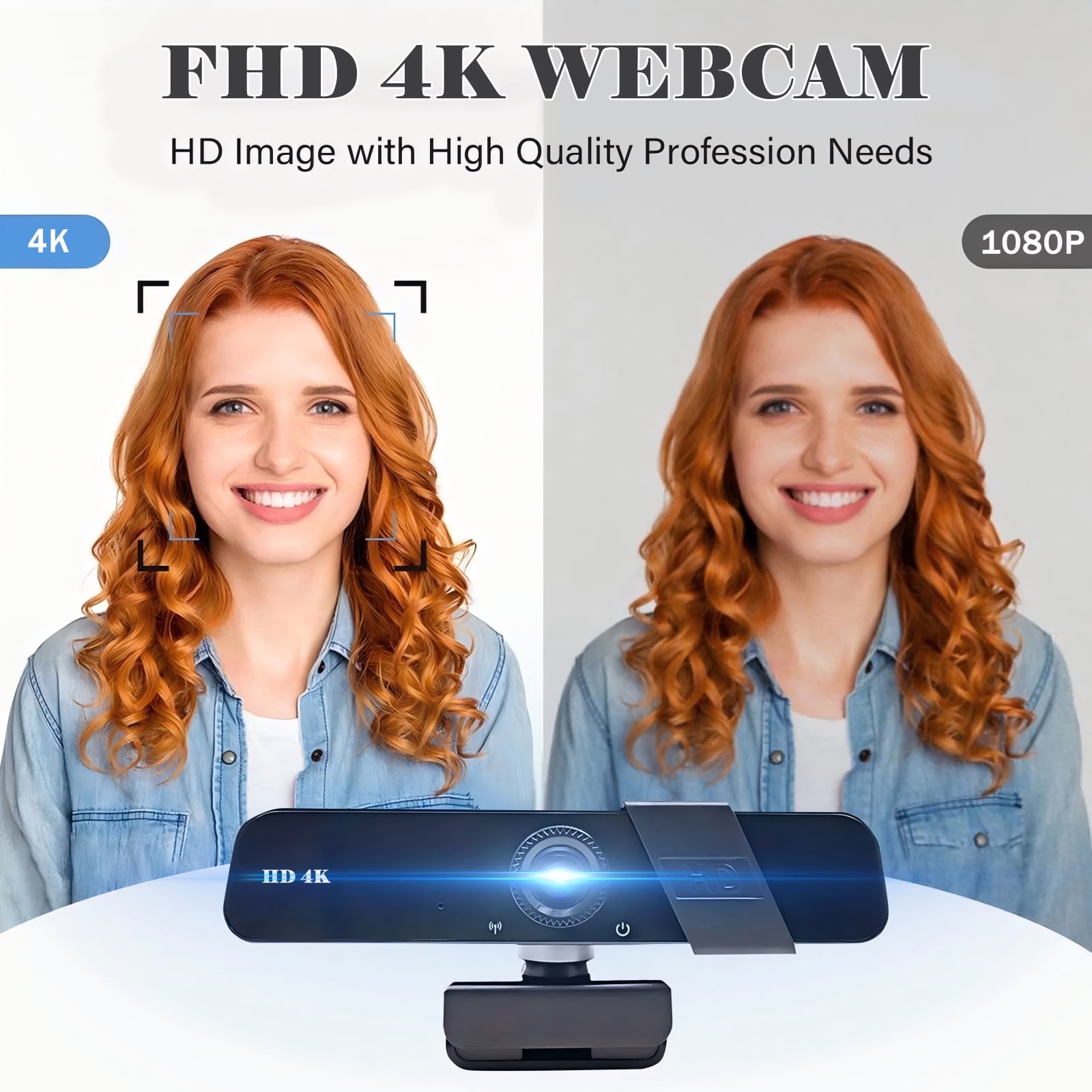 RONY 4K Autofocus Computer Webcam: Plug & Play Computer Camera with Noise-Canceling Mic for PC Streaming Desktop Laptop