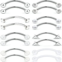 DESIGNICE Eyebrow Piercing Jewelry Surgical Steel Curved Barbell Tiny Eyebrow Ring Vertical Labret Lip Jewelry Ear Navel Small Belly Button Ring for Women Men 20g 16g 6mm/8mm/10mm/12mm
