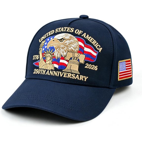 250 Anniversary USA Hat, Embroidered America 250th Anniversary Hat 1776-2026, Patriot Baseball Cap for Men Women