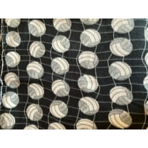 Lilly Craft Print Volleyball Allover on Black Fleece Fabric 58-60" Wide Sold by the Yard