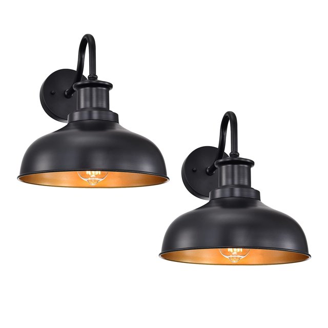 Lámparas de pared para exteriores Diyel Gooseneck 120V Rustic Black