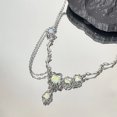 thumbnail image 3 of SIfdSeng Collier Chaîne Connecté à la Mode Collier Étoile en Verre Super Fée Collier Oeil de Chat Houblon Glacé Bijoux, 3 of 7