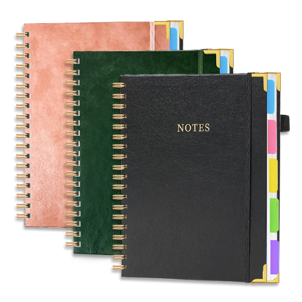 Sinyiin PU Leather Paper Notebook 300 Pages Wide Lined Twin Coil Binding Writing Journal