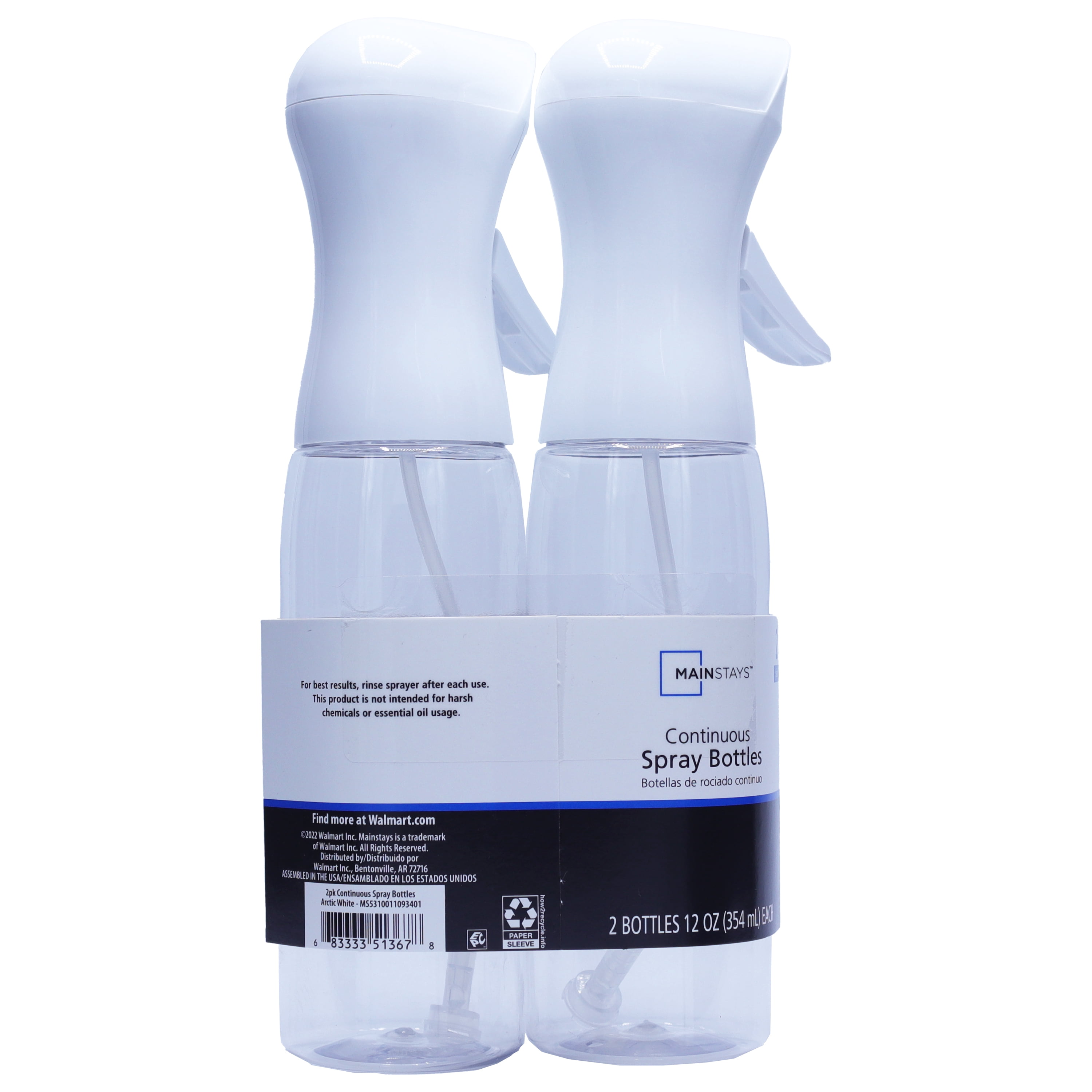 (2 pack) Mainstays Plastic Continuous Mister Spray Bottle, 2-Pack