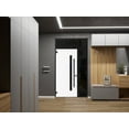 thumbnail image 4 of Front Exterior Prehung Steel Door / Ronex 0144 Grey / Side and Top Exterior Window Sidelite / Entry Metal Modern Painted W36+12" x H80+16" Right hand Inswing, 4 of 5