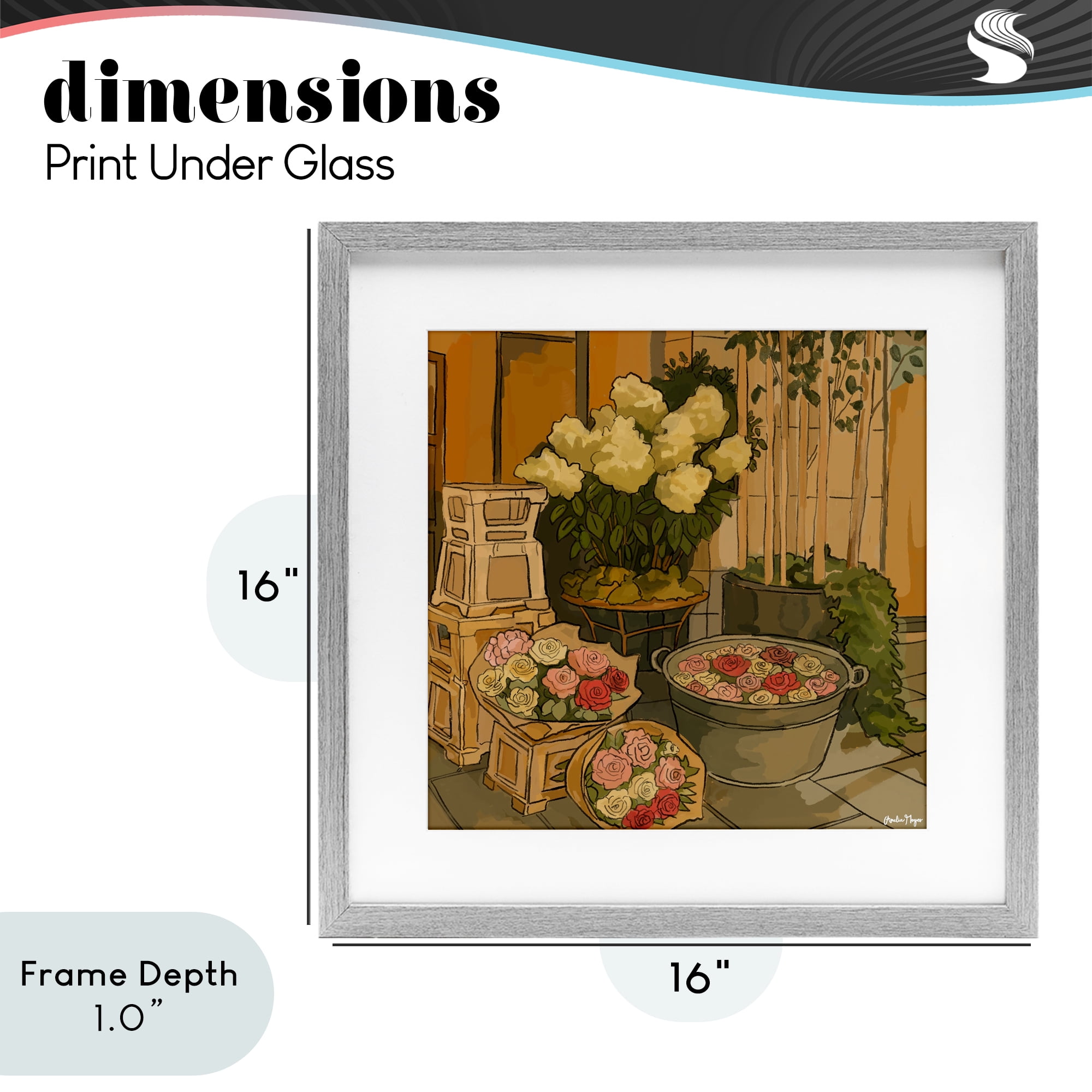 Stupell Industries London Town Flowers Gray Framed Print Under Glass, design by Amelia Noyes