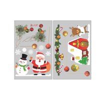 BNNG Christmas Window Clings Christmas Window Decorations Xmas Window Flakes Christmas Decals for Home Deer Santa Claus and Snowflakes Christmas Window Stickers Ornament