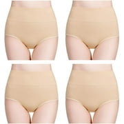 Women's High Waisted Cotton Underwear Ladies Soft Full Briefs Panties Multipack (Regular & Plus Size)