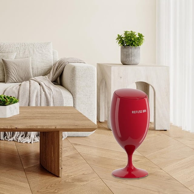 Papelera de Basura Moderna con Tapa Sellada Y Función de Apertura con Presión Diseño Tipo Copa Ruedas Giratorias Adecuado para Sala de Estar Y Cocina rojo