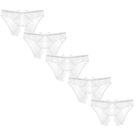 

Womens Underwear Brief Underpants Open Crotch Low Waist Lace Panties5PC