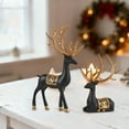 thumbnail image 2 of MOQIN 2Pcs Christmas Reindeer Figurines, Resin Elk Sculpture Miniature Figurine Xmas Deer Statue Artificial Animal Crafts Home Decoration Ornament (Black,Gold), 2 of 4