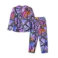 thumbnail image 2 of Bingfone Womens Pajama Sets Watercolor Butterflies Print,Long Sleeve Loungewear Pajamas Set-Medium, 2 of 9
