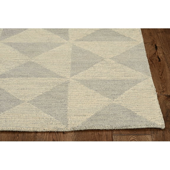8' Ivory Hand Tufted Space Dyed Geometric Indoor Runner Rug
