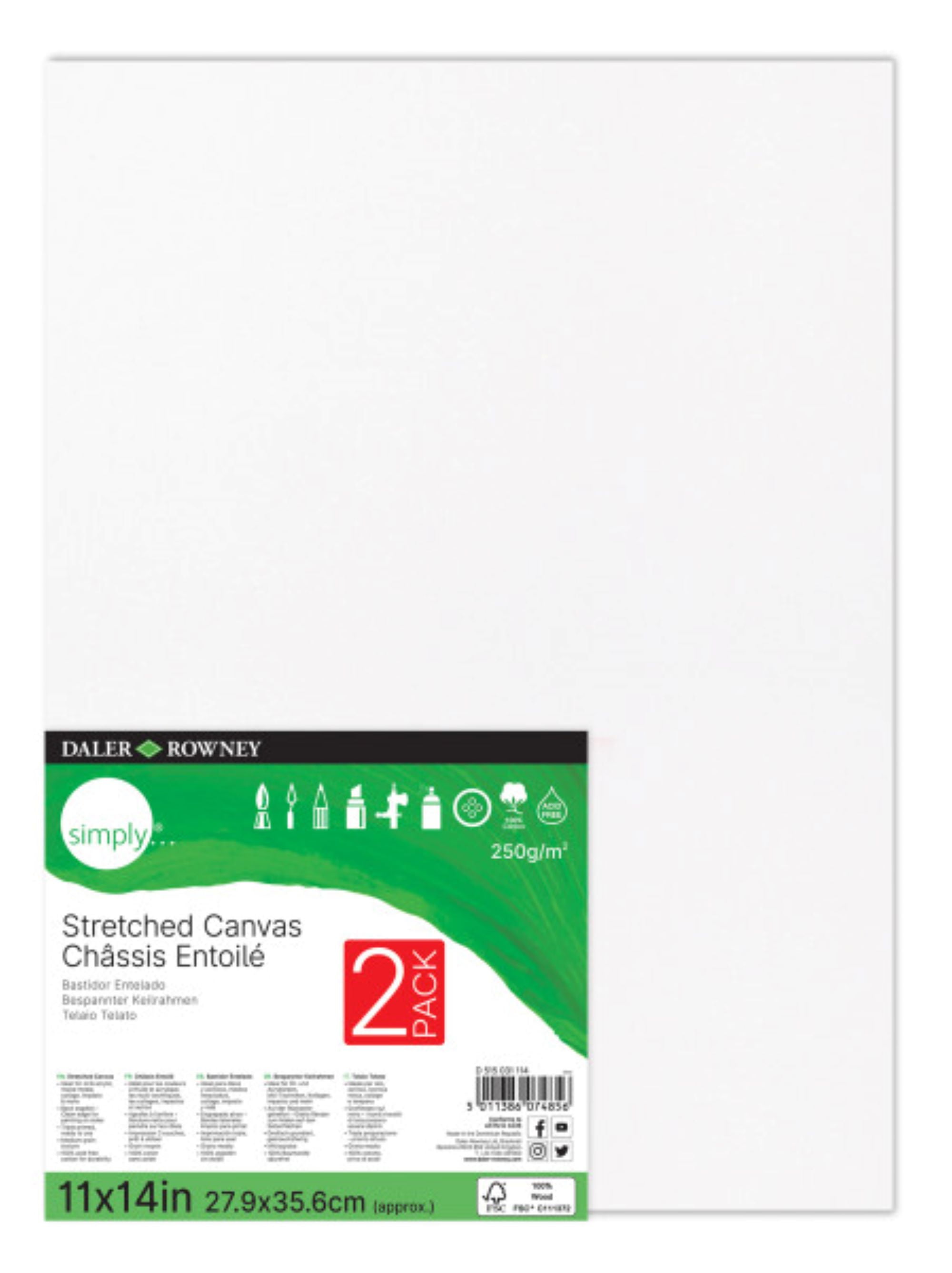 Daler-Rowney Simply Stretched Canvas, White Art Canvas,