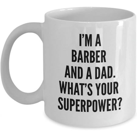 

Best Barber Dad Coffee Mug – Funny Gift for Hairdresser Daddy – Cool Birthday Christmas Father s Day Gift Idea for Salon Hair Stylist Barber Profession Papa Father – Novelty 11oz White Ceramic Tea Cup