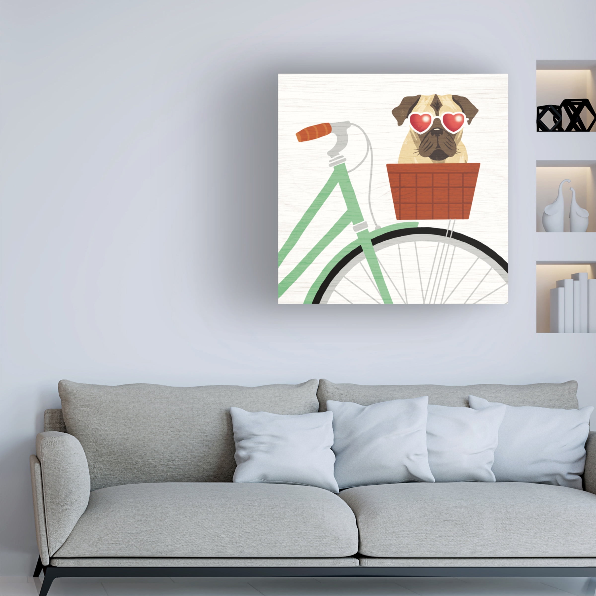 Trademark Fine Art 'Beach Bums Pug Bicycle I' Canvas Art by Michael Mullan