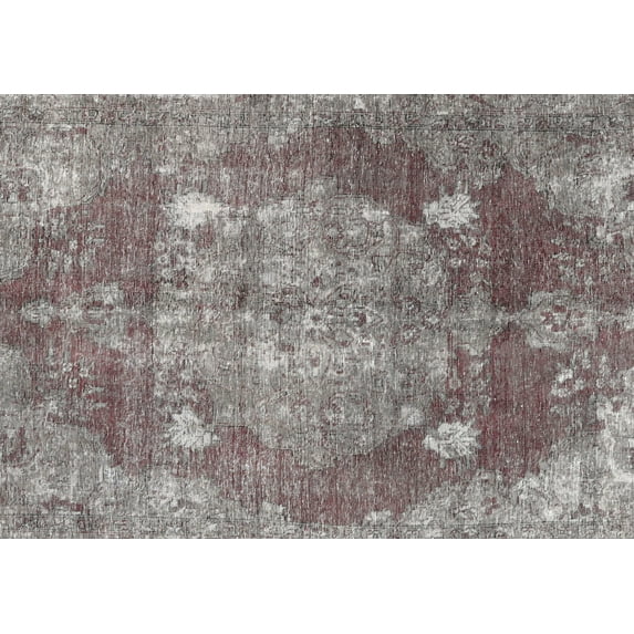 Ahgly Company Machine Washable Indoor Rectangle Traditional Rosy-Finch Purple Area Rugs, 7' x 10'