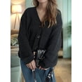 thumbnail image 6 of Women'S Fall Fashion Button Down Cardigan Sweater Loose Casual Cable Knit Sweater Coat Black L, 6 of 7