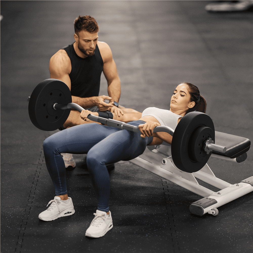 Yaheetech 44 lb Barbell Weight Set with Plates and Detachable Curl Bar, Black