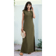 thumbnail image 5 of Vestido Maxi de Verano 2025 para Mujer, Informal, Holgado, con Abertura, Sin Arrugas, con Cuello Redondo y Bolsillos, Verde L, 5 of 9