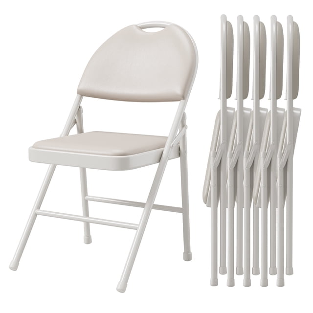 Juego de 6 Sillas Plegables Tapizadas - Sillones con Asiento Acolchado y Base Metálica Resistente, Patas Antideslizantes, para Interior y Exterior, Sala, Comedor, Jardín o Eventos