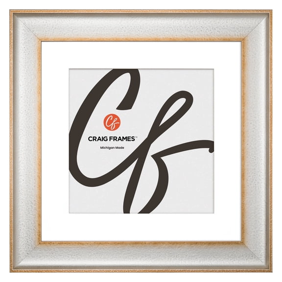 Craig Frames Cairo, 20x20 Picture Frame Matted for a 16x16 Photo, Silver