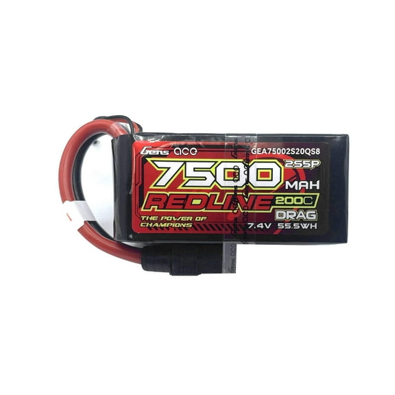 Gens ace Redline Drag Race 7500mAh 2S5P 7.4V 200C LiPo Battery with QS8 Plug