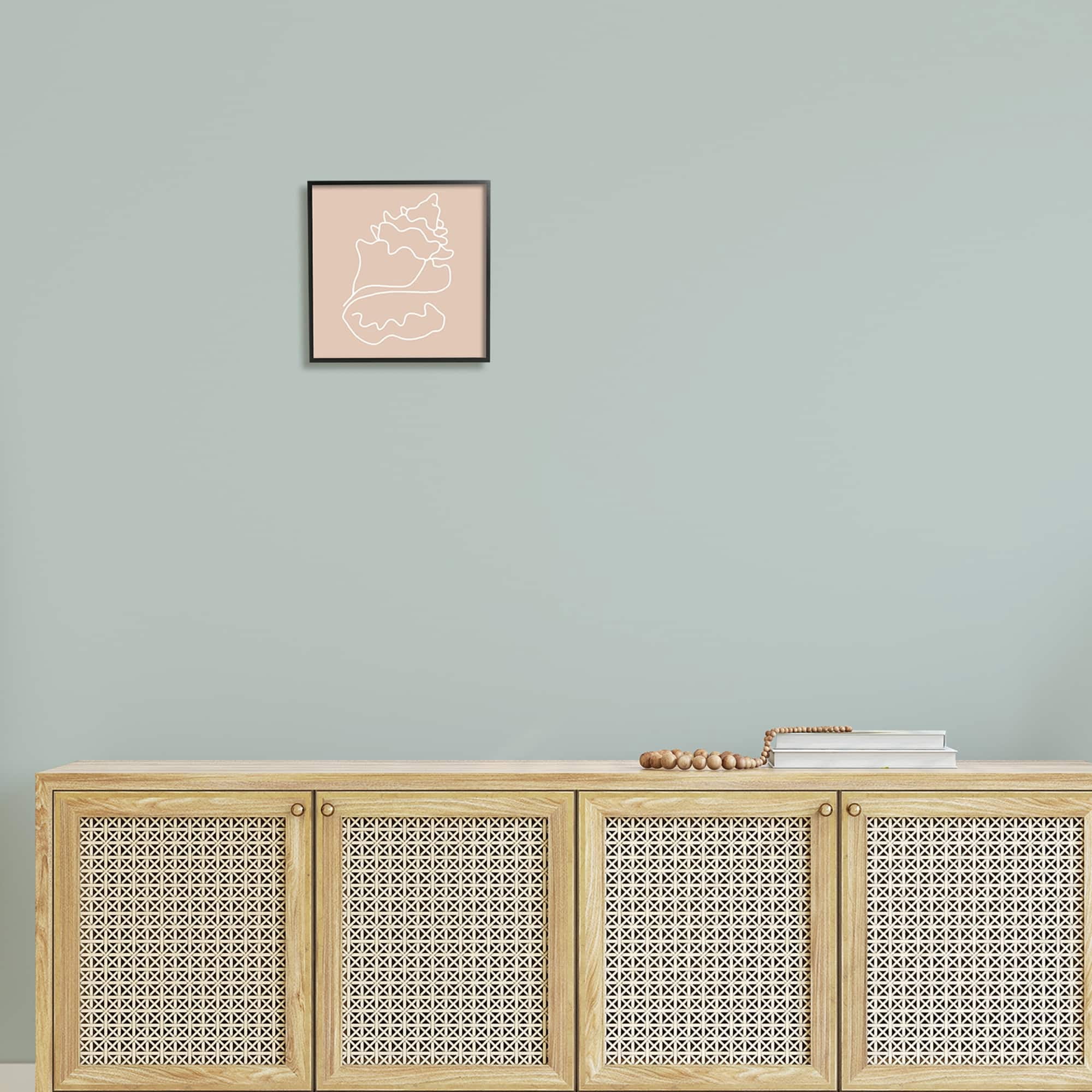 Stupell Industries Conch Shell Line Doodle Minimal Beige Beach Graphic Art Gray Framed Art Print Wall Art, Design by Daphne Polselli