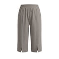 thumbnail image 3 of Luvrsol Capris for Women with Pockets Loose-Fit Linen-Cotton Drawstring Straight-Leg Casual Pants, Size S-2XL, 3 of 9