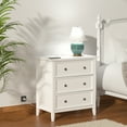 thumbnail image 2 of IKENO White Nightstand with 3 Drawers and Charging Station, Solid Wood Nightstand Organizer for Bedroom, 2 of 7