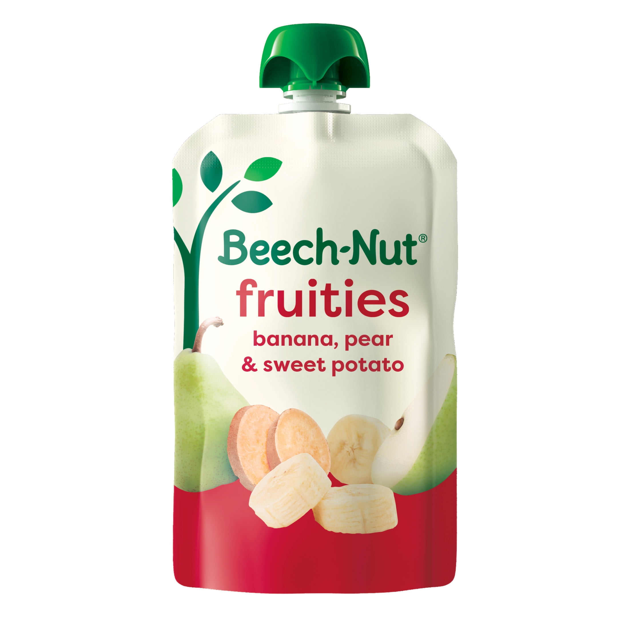 (12 pack) Beech-Nut Fruities Stage 2 Baby Food, Banana Pear & Sweet Potato, 3.5 oz Pouch