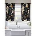 thumbnail image 6 of Vintage Black Floral Semi Sheer Curtains 54 Inch Length 2 Panels Set, Spring Seasonal Botanical Blooms Sheer Kitchen Curtain Privacy Voile Window Curtain for Living Room Bedroom Rod Pocket Drapes, 6 of 7