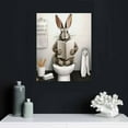 thumbnail image 5 of HENGT LXLSMWA Bathroom Decor Rabbit Wall Art, Rabbit Reading Newspaper on Toilet Black and White Canvas Prints Poster, 5 of 5