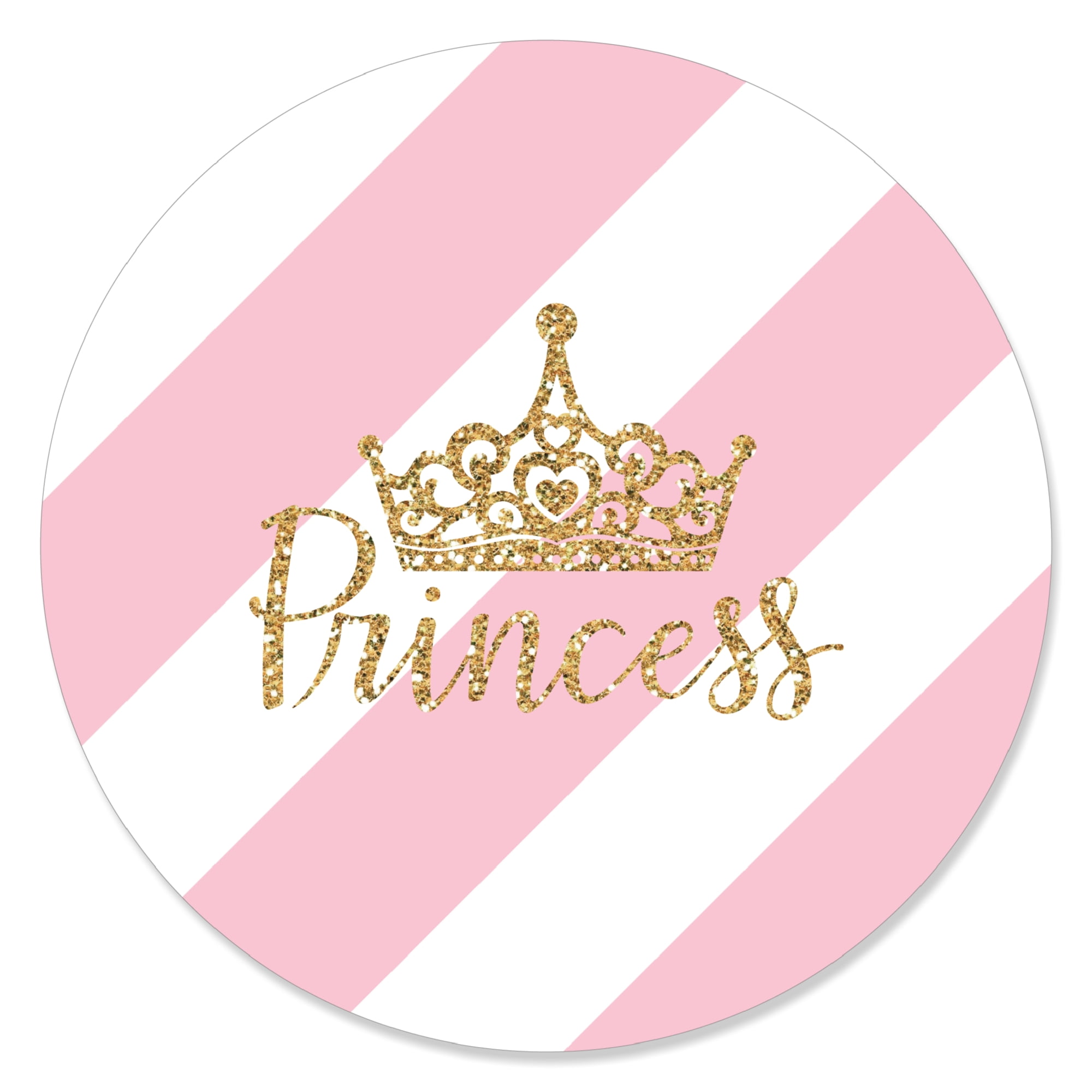 Little Princess Crown Pink And Gold Baby Shower Or Little Princess Crown Pink And Gold Baby Shower Or Birthday Party Circle Sticker Labels 24 Count Com