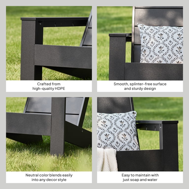 Better Homes & Gardens Ezra Outdoor HDPE Adirondack Chair, Black