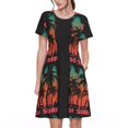 thumbnail image 1 of Kdxio Robe T-Shirt Décontractée pour Femmes, Imprimé Surfeur, Manches Courtes, Été, avec Poches, 1 of 6