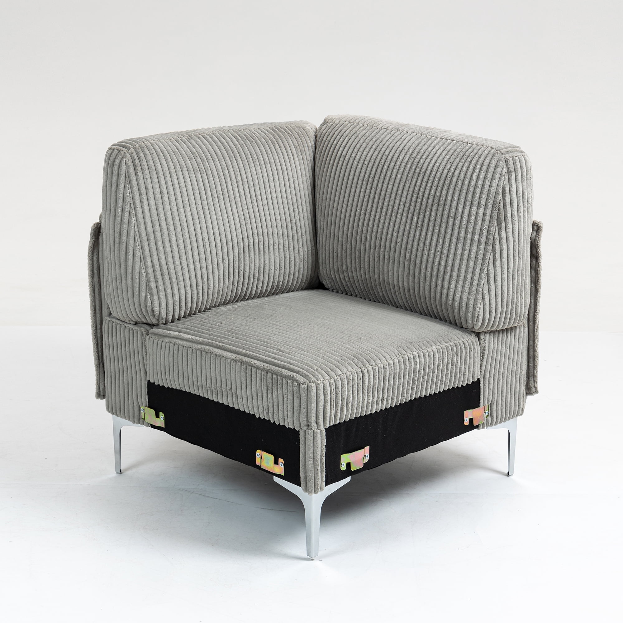 Modular Sectional Sofa, Corner Seat, Middle Seat Module Couch, Gray Corduroy Fabric, DIY Design with Multiple Configurations
