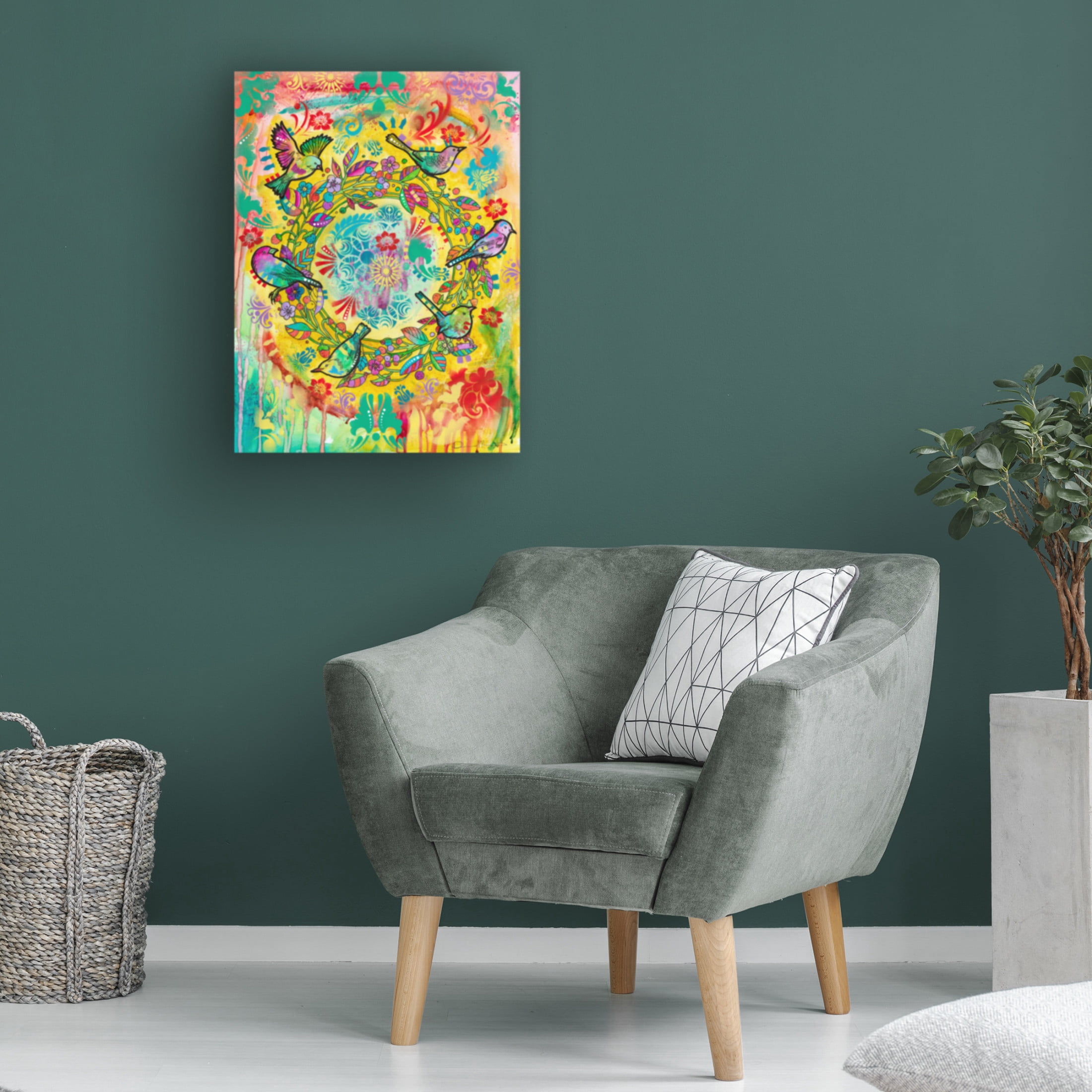 Canvas Wall Art - Dean Russo 'Bird Wreath' Wall Art for Living Room, Bedroom, or Office Décor by Trademark Fine Art - 14 x 19 Inches
