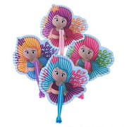 10" Folding Mermaid Paper Fan - 12 Pieces of Accordion Style Multicolored Assortment - Perfect for Dress Ups, Festivals, Birthday, School Shows, Novelties, Party Favor and Supplies