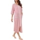 thumbnail image 4 of Ropa de baño de mujer Inspire Chic con cremallera frontal, rayas, manga 3/4, larga, vestido de casa, pijama, color rosa, 4 of 6