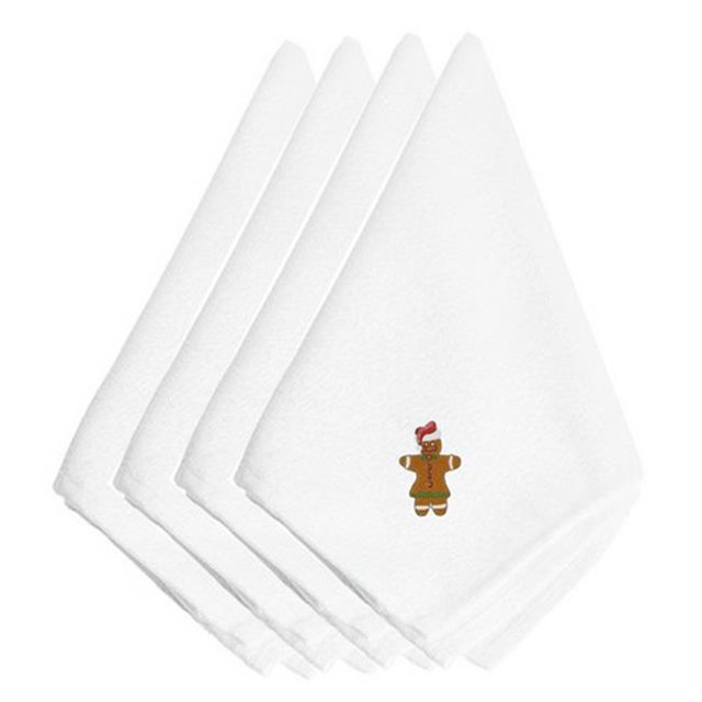 Christmas Gingerbread Lady Embroidered Napkins, Set of 4