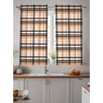 thumbnail image 2 of Orange Black Plaid Curtains 54 Inch Length, Sheer Curtains for Bedroom Living Room Window Farmhouse Orange Black Checkered Rod Pocket Voile Drapes Kitchen Curtains Small Half Window 52"x54" 2 Panels, 2 of 6