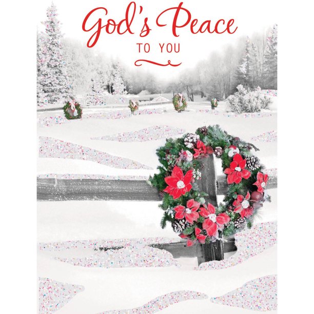 DaySpring Inspirational Boxed Christmas Cards, White Wreath, 18pk