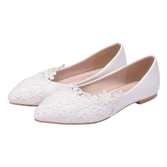 Shoes Wedding Flats Dress Lace Bridal S Ballet White Womens Pointy Head Lightweight Flat Bottom