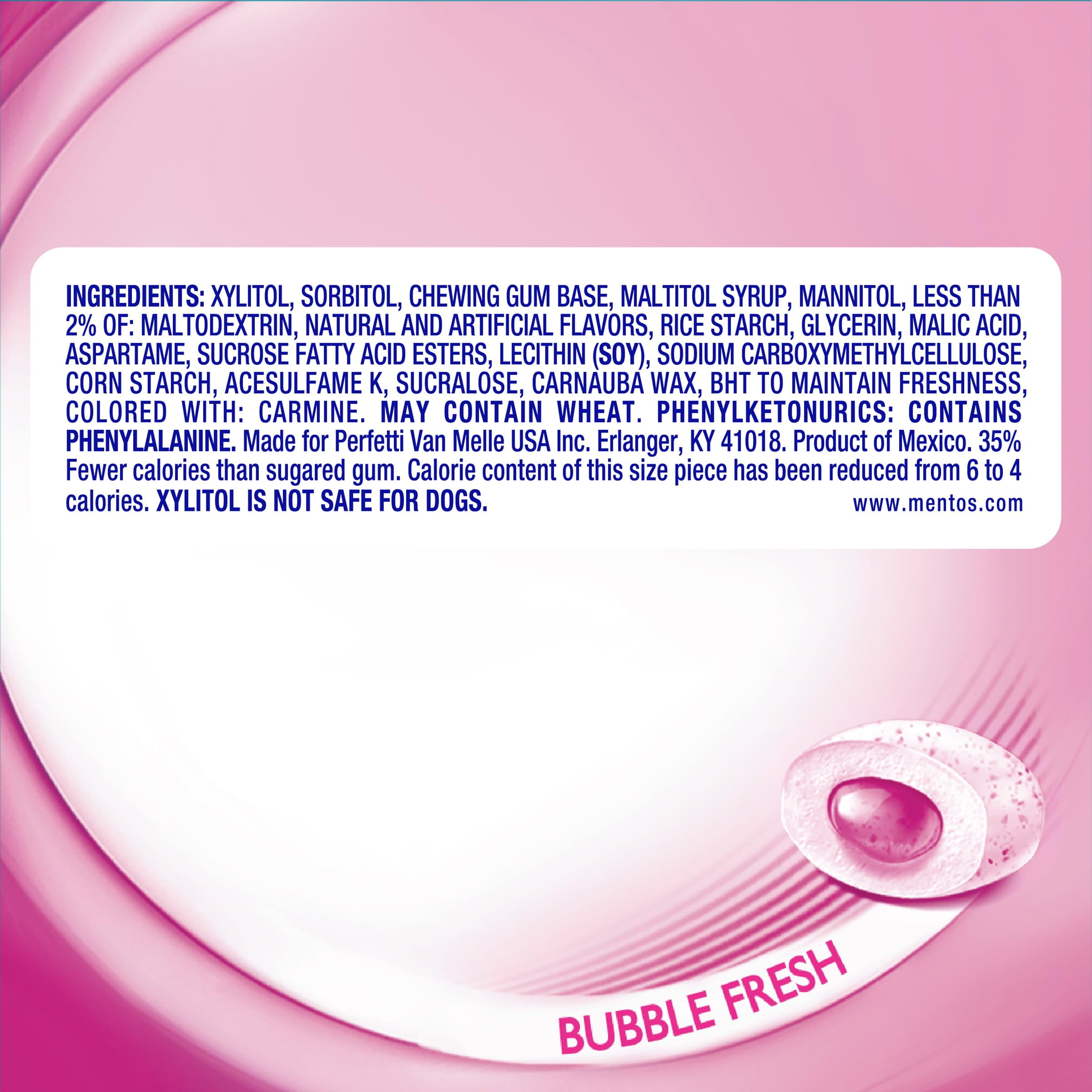 Mentos Pure Fresh Spring Edition Sugar-Free Chewing Gum with Xylitol, Bubble Fresh Flavor, Easter, Bunny Bottle, 50 Piece Bottle (Bulk Pack of 4)