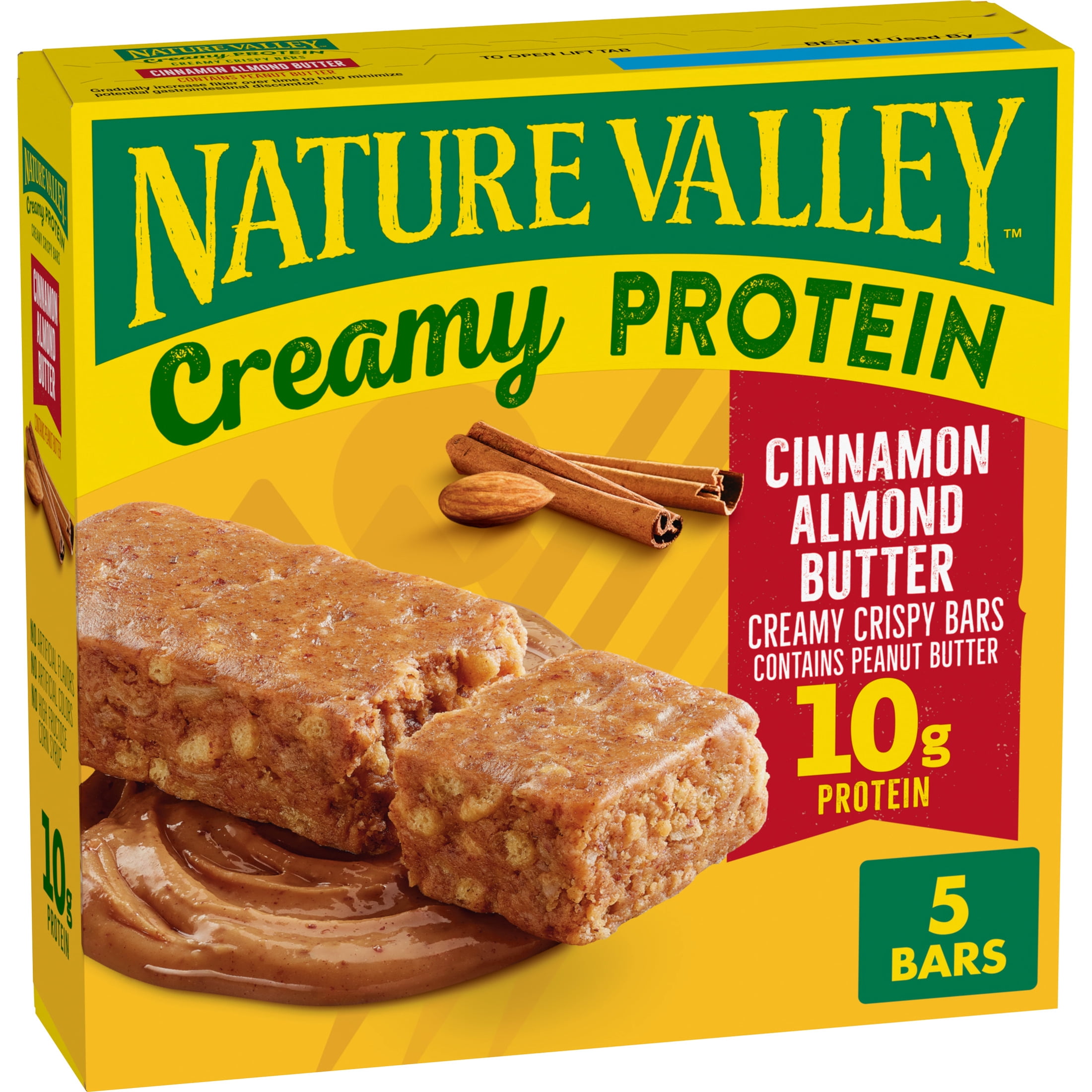 (12 pack) Nature Valley Creamy Protein Bars, Cinnamon Almond Butter, 10g Protein, 5 Bars, 7.45 oz