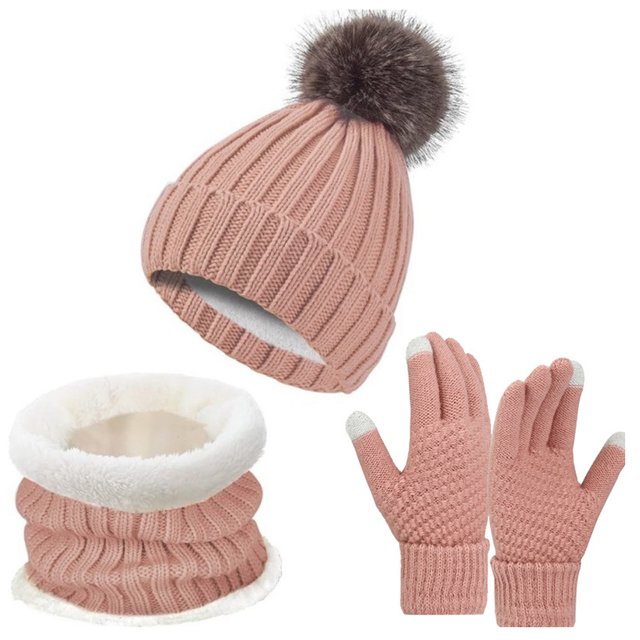Ensemble Bonnet Foulard Gants d'Hiver pour Femmes Doublé Accessoires Chauds Doux Confortable pour Temps Froid