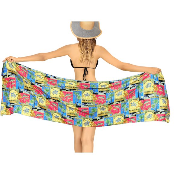 HAPPY BAY Women's Bikini Wraps Beach Wrap Coverup Sarong Skirt Bathing suit Swimwear Swimsuit Coverup for Women One Size Red, Tropical